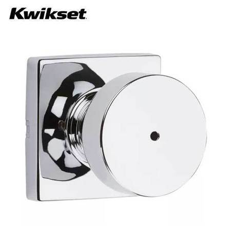 KWIKSET Kwikset: Pismo Privecy Door Knob with Square Rose / Polished Chrom KWS-730PSK-SQT-26